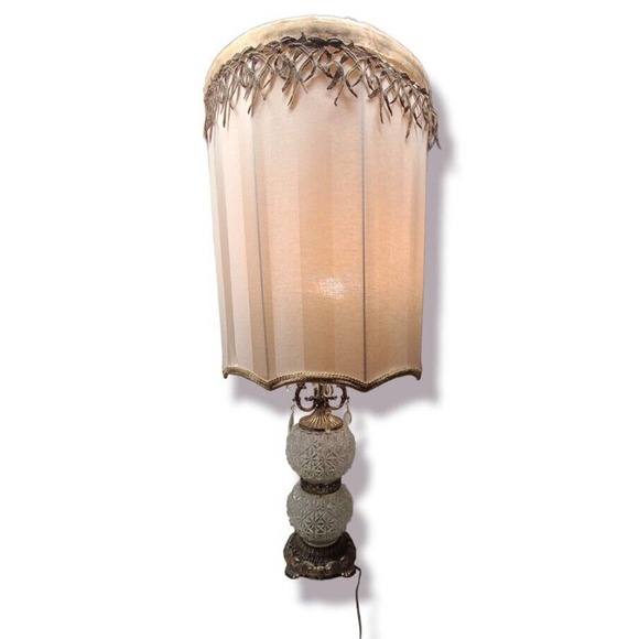 Vintage 1972 Ef & Ef Industries Double Globe Crystal Lamp - 537X - 24" Tall - Picture 2 of 7